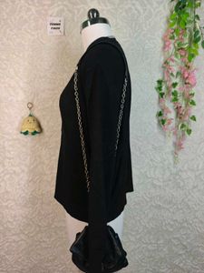 Black V-Neck Button-Up Cardigan
