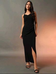 Elegant Black Spaghetti Strap Maxi Dress