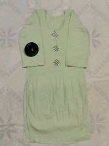 Light Green Embellished Kurta popcorn kurti