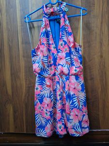Vibrant Floral Halter Neck Dress