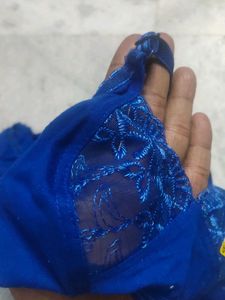 Net Bra Panty Lingerie Set Royal Blue Size 30