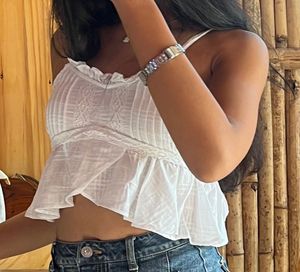 Chic White Ruffled Camisole Top