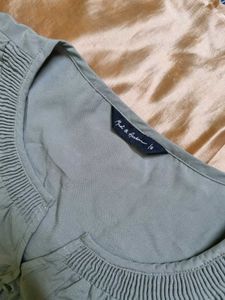 Stylish Grey Button-Up Puff Sleeve Top