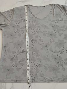 Gray Floral Print Kurta with Black Pants