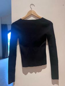 Black Cut-out Knit Top
