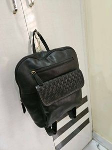 Stylish Black Leather Backpack