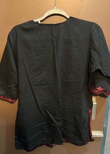 Black Kurta with Red Embroidery