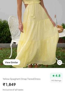 Yellow Spaghetti Strap Tiered Dress