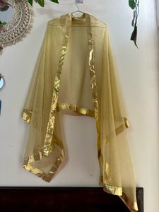Golden Zari Dupatta with Metallic Border