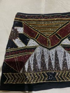 Beads and Stones Embellished Mini Skirt