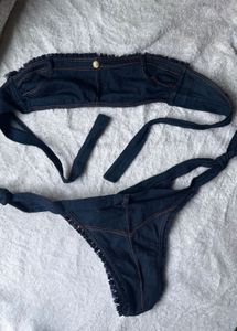 Denim Look Bandeau Bikini Set
