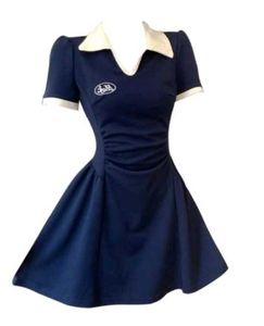 Navy Blue Collared Mini Dress