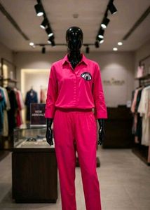 Vibrant Pink Co-ord Set with Eye Detail