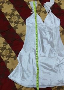 New With Tag White Satin And Net Nighty