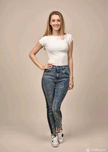 Acid Wash Jeans with Black Stripe