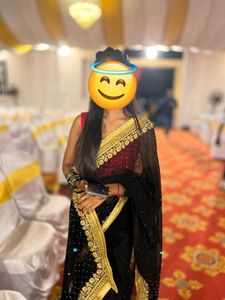 Elegant Black &amp; Gold Saree