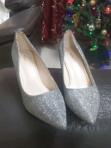 Silver Glitter Heels From Dubai