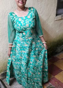 Stunning Teal &amp; Gold Anarkali Suit