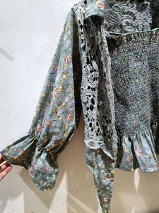 Chic Floral Lace Overlay Top size-M&amp;L