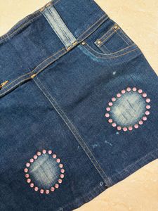 Denim Skirt with Pink Embellishments🎀🌸