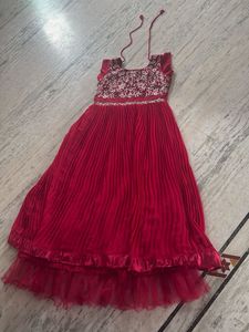 Elegant Red Embroidered Gown