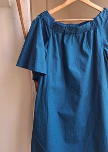 H&amp;M Off-Shoulder Blue Tunic Top