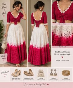 Chic White &amp; Red Lace Skirt
