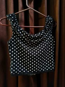 Polka Dot Lace Trimmed Cami Top