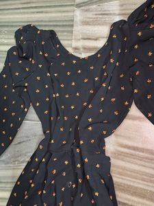 Chic Black Printed Midi Dress