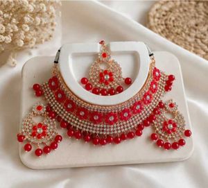 Stunning Red & White Kundan Jewellery Set