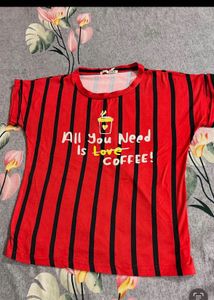 Striped Coffee Graphic T-Shirts (Set of 2)