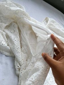 Elegant White Broderie Anglaise Blouse