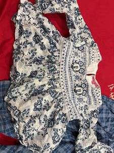 Blue White Printed Kurta Set