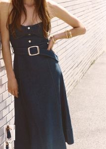 Denim looks like  Strapless Midi Dress