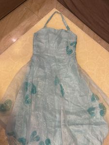 Strapless Baby Blue Embellished Dress