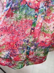 Vibrant Floral Print Button-Up Top