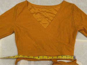 Mustard Yellow Bell Sleeve Wrap Top