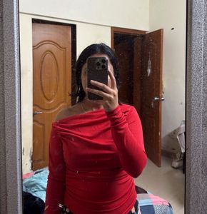 Chic Off-Shoulder Red Top