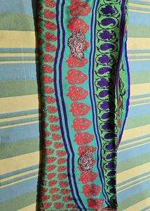 Green &amp; Blue Saree with Leaf Print.