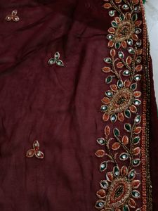 Dark Work Brown/ Mehroon Colour Saree