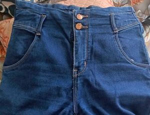 High Waisted Blue Denim Jeans