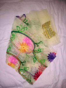 Beautiful Yellow Saree Embellishments