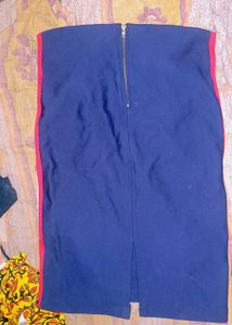 Royal Blue Side-Stripe Pencil Skirt