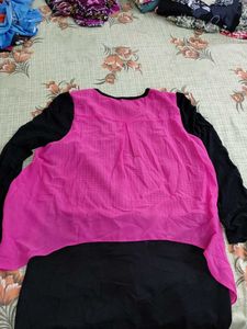 Chic Pink &amp; Black Kurta Set