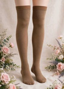 Brown Thigh-High Socks