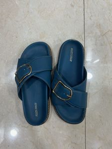 Allen Solly Blue Buckle Slides