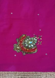Vibrant Pink Embroidered Saree
