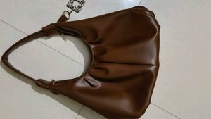 Chic Brown Ruched Hobo Bag