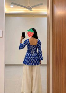 Blue Floral corset Short kurti