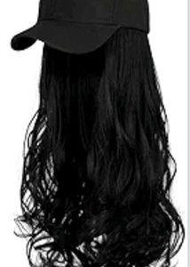 Black Wig with Baseball Cap Combo